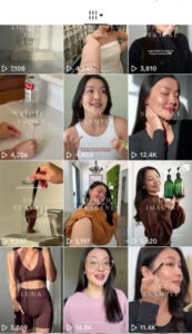 Ejemplo de feed de una creadora de contenido UGC mostrando los objetivos de la campaña en redes sociales